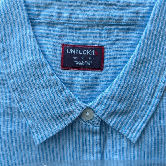 Set of two UNTUCKit linen long sleeve button down shirts size 10 angelen sherry - Picture 3 of 5